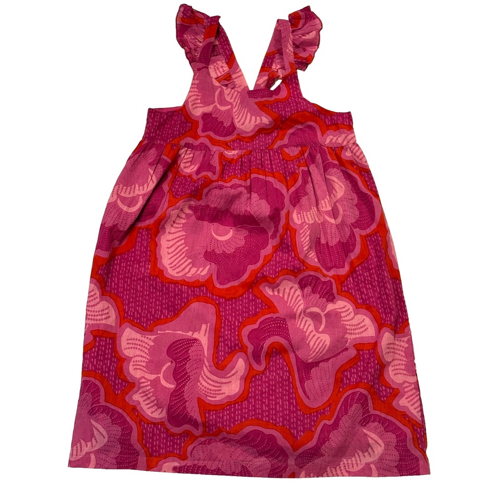 Ro's Garden Dress girls size 10 red/pink ruffle straps 100% cotton excellent
